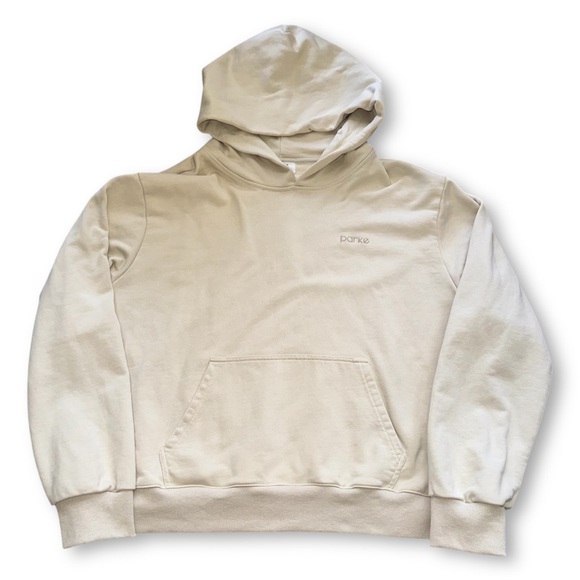 Parke Cream Tonal Embroidered Sweatshirt Hoodie Sz L/XL - Picture 1 of 6